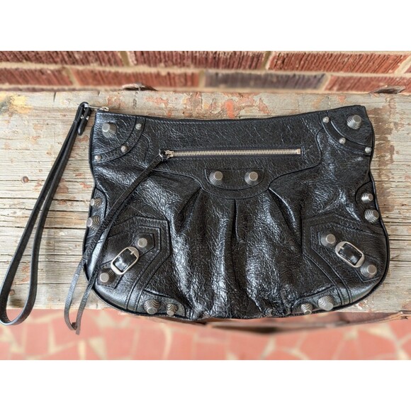 Balenciaga Le Cagole Large City Pouch Clutch Wristlet Handbag-Black - Picture 1 of 15